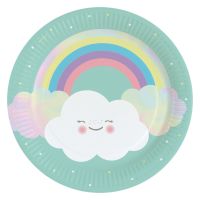 Regenbogen und Wolken Pappteller 23 CM Regenbogen und Wolken Pappteller 23 CM