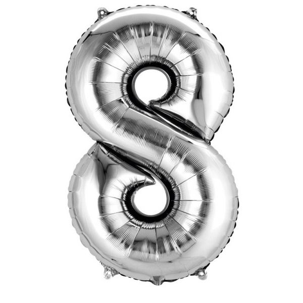 Zahl Silber - 8 Folienballon 53 X 83 cm