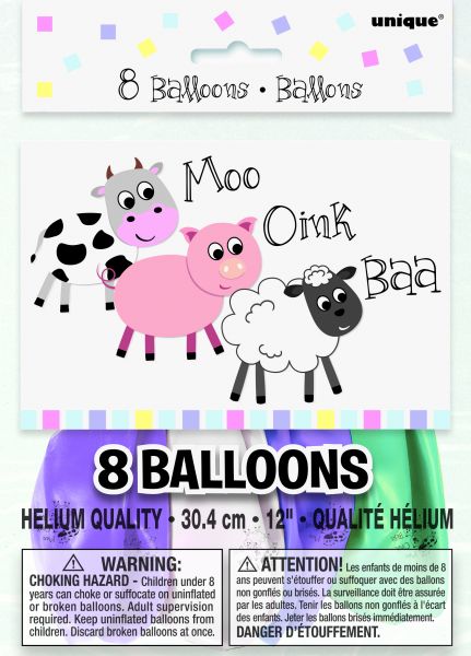 Farmtiere 8 Ballons 30 cm