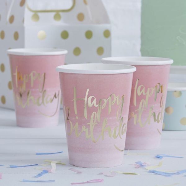 Gold/Pink H Bday Pappbech Pick And Mix