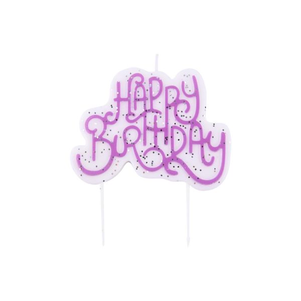 Kerze Happy Birthday pink sparkly
