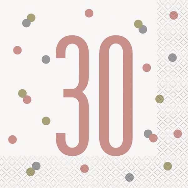 Birthday Glitz Rosegold Servietten 30
