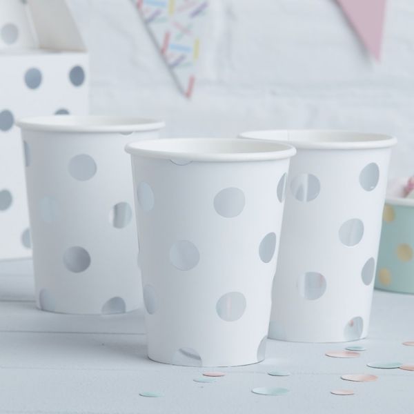Silver Foiled Polka Dot Paper Cups - Pick And Mix