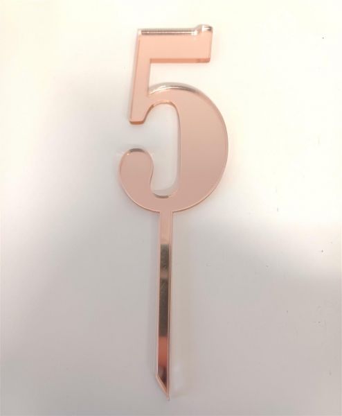 Cake Topper Acryl Rosegold Zahl 5