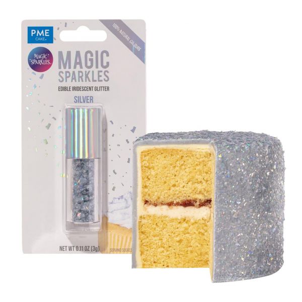 Essbare irisierende Glitzerflocken silber