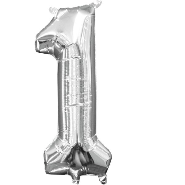 Mini Zahl Silber - 1 Folienballon 15 X 35 cm