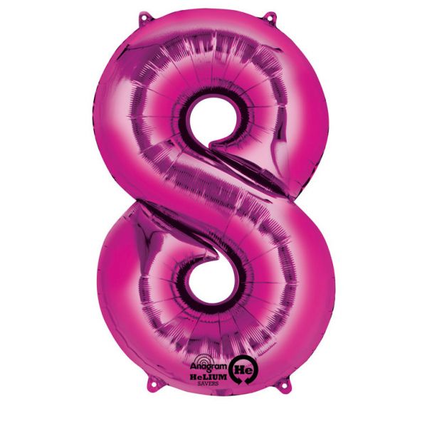 Zahl Pink - 8 Folienballon 53 X 83 cm