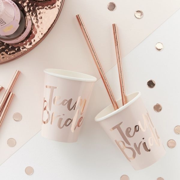 Rose Gold Foiled Cups Team Bride
