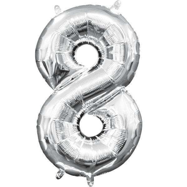 Mini Zahl Silber - 8 Folienballon 20 X 35 cm