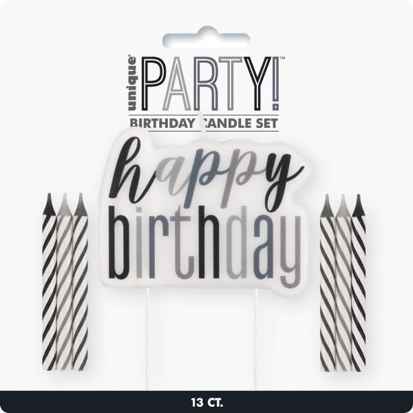 Birthday Glitz Schwarz Geburtstagskerzen Set