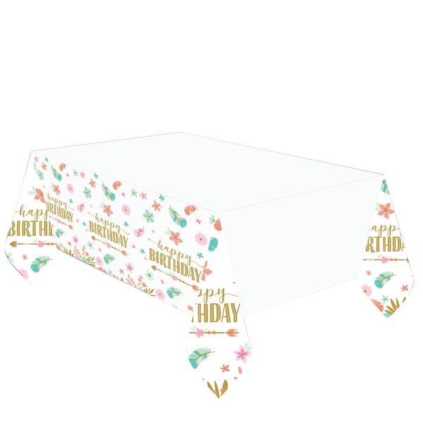 Boho Birthday Girl Papier-Tischdecke