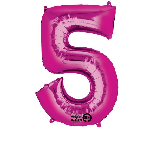 Zahl Pink - 5 Folienballon 58 X 86 cm