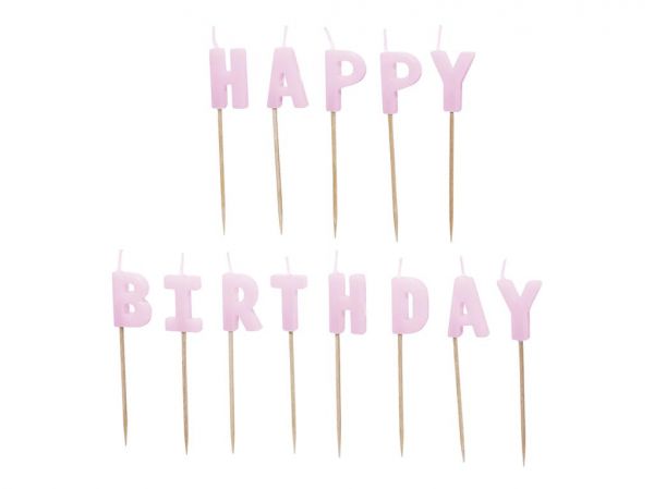 Kerzen Happy Birthday matt lila
