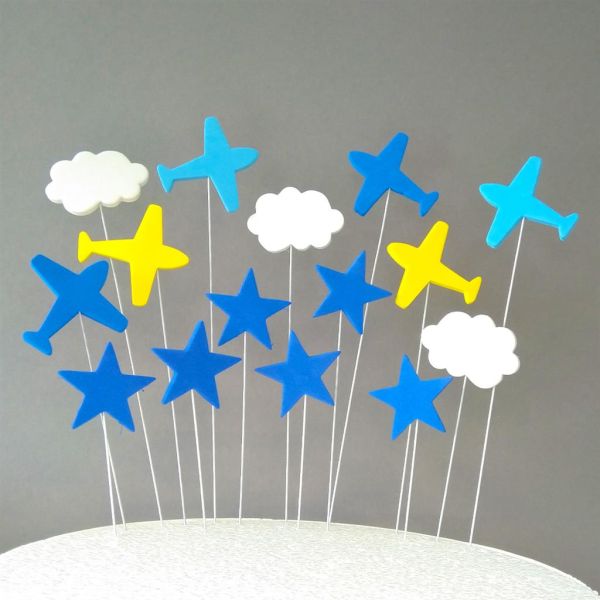 Cake Topper Flugzeuge/Sterne/Wolken