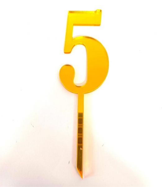 Cake Topper Acryl Gold Zahl 5