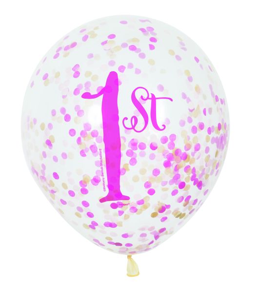 Pink Gold 1st Birthday Clear Ballon Confetti/6