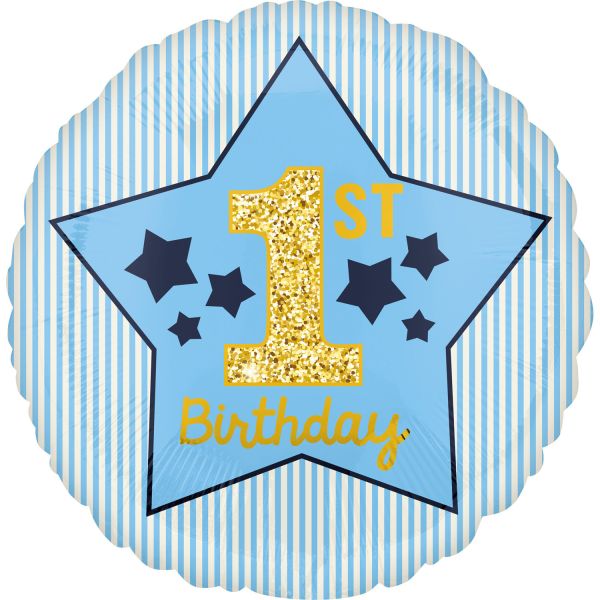Boy 1st Birthday Blau & Gold Folienballon