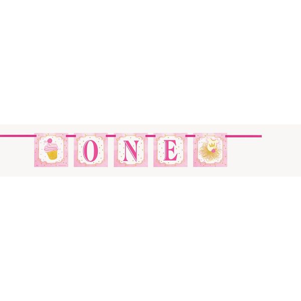 Pink &amp; Gold 1St B-Day Banner
