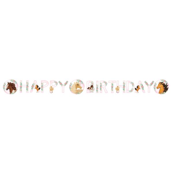 Beautiful Horses Happy Birthday Banner