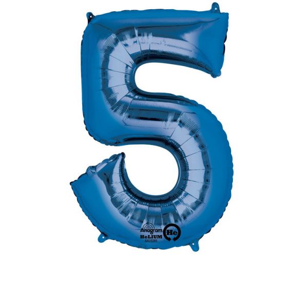 Zahl Blau - 5 Folienballon 58 X 86 cm