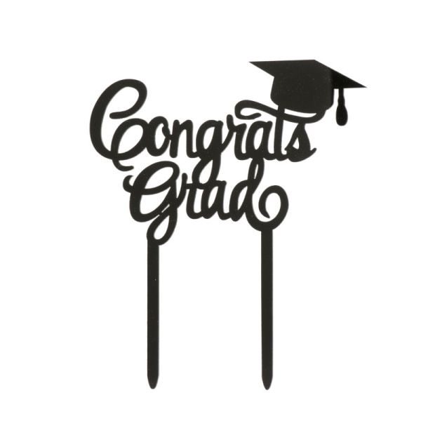 Cake Topper Congrats Grad Schwarz