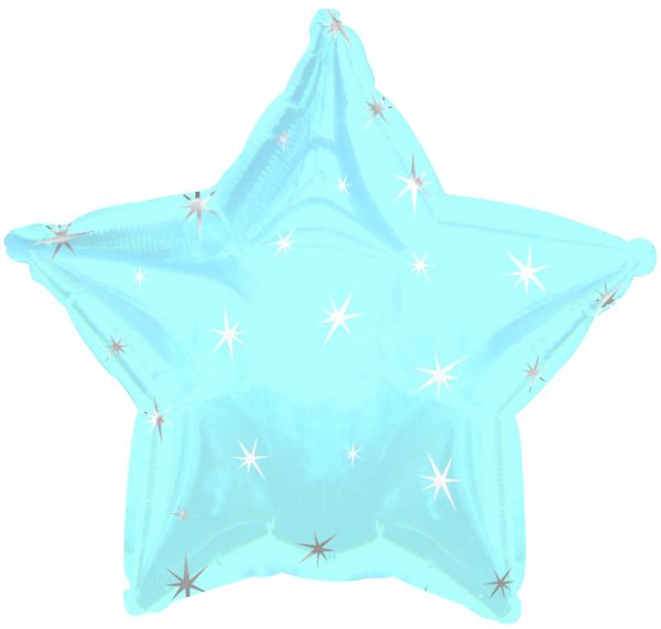 Powder Blue Sparkle Star Folienballon 43 Cm