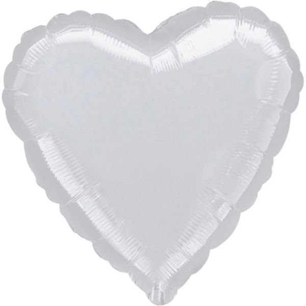 Herz Metallic Silver Folienballon 43 cm