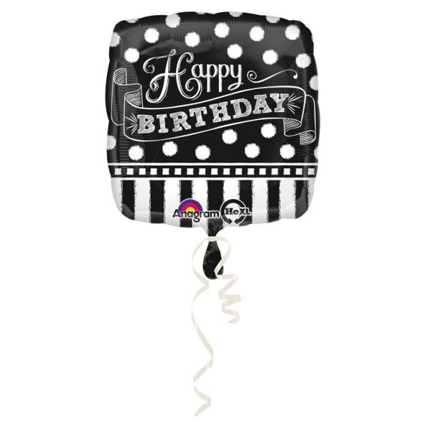 Happy Birthday Black & White Folienballon 43 cm