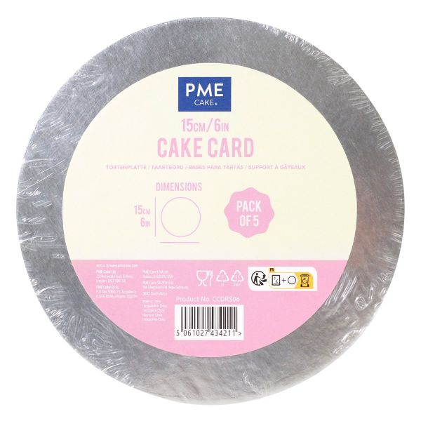 Cake Card Set - 5 Stk. Silber Rund 15 cm