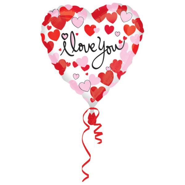 I Love You Herz Rot-Pink Folienballon 43 cm
