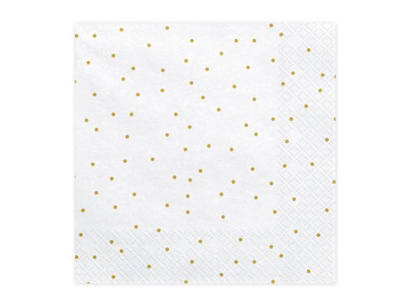 Servietten Dots Weiß&Gold