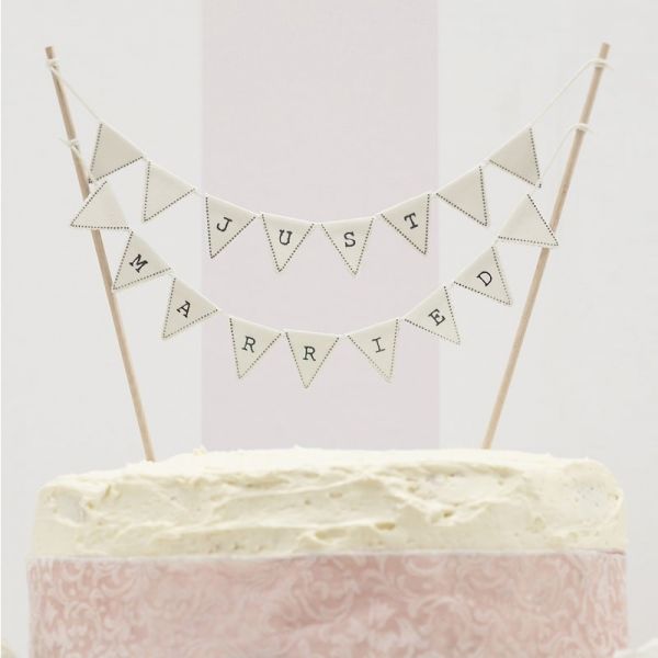 Just Married Cake Topper Vintage Lace