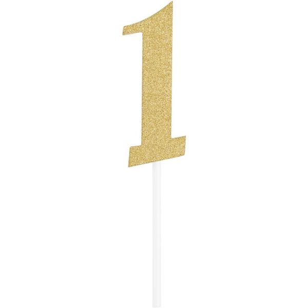 Gold Glitter Birthday Cake Topper 1