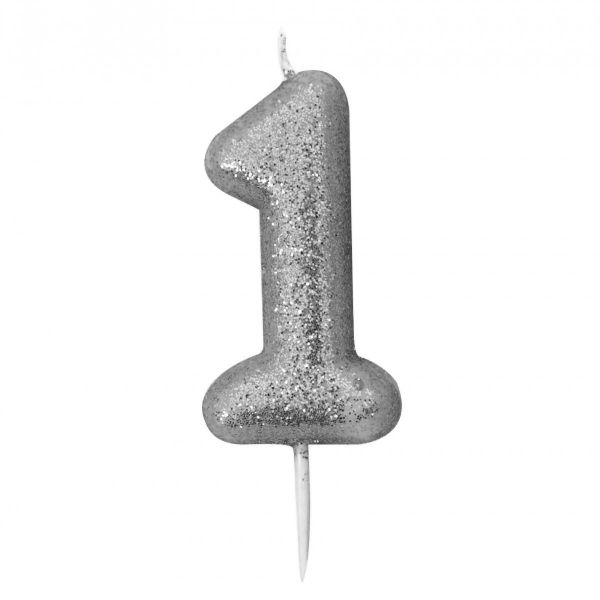 Kerze Glitter Silber 1