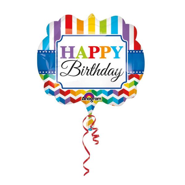Happy Birthday Stripe Folienballon 63x55cm