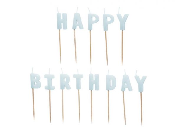 Kerzen Happy Birthday hellblau