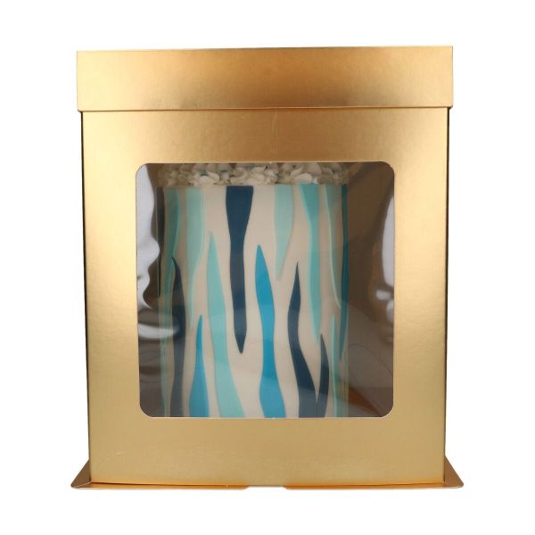 Cake Box 30 x 30 x 34,5 cm mit Sichtfenster Gold