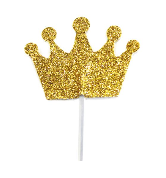 Gold Glitter Princess Crown Cake Topper