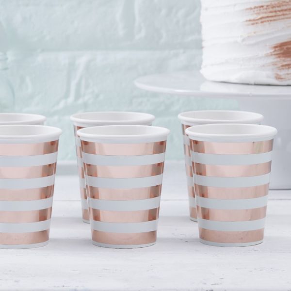 Mint & Rose Gold Hello World Pappbecher