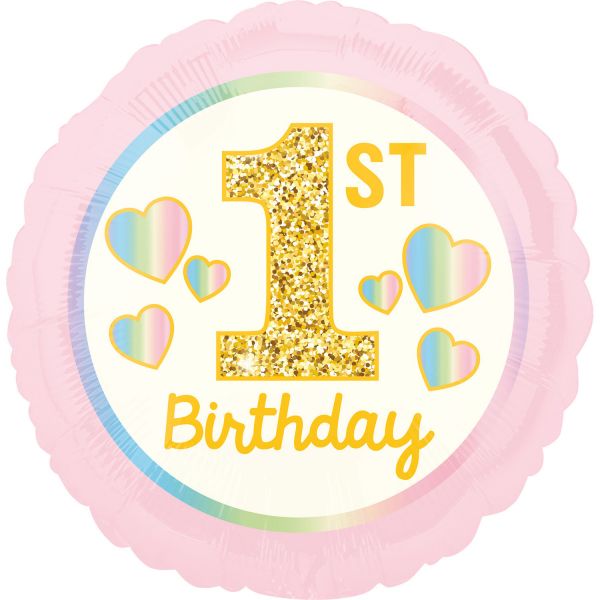Pink 1st Birthday Pink & Gold Folienballon