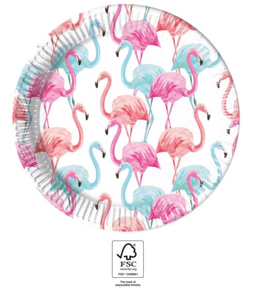 Flamingo Tropical Pappteller/8