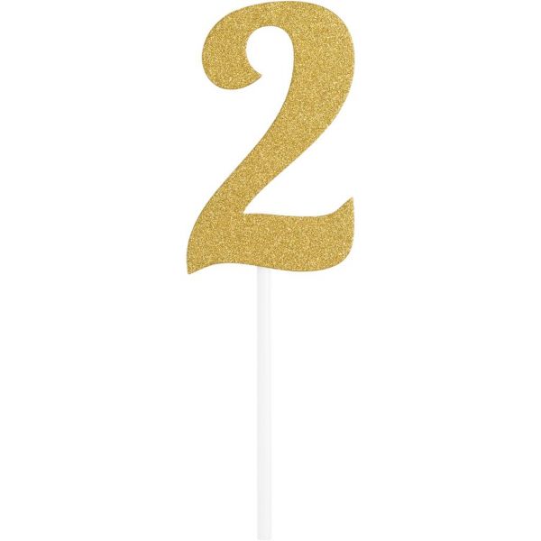 Gold Glitter Birthday Cake Topper 2