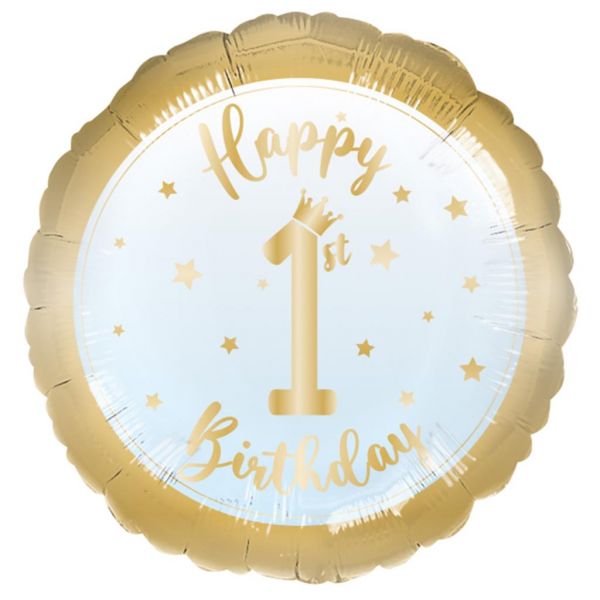 1st Birthday Boy blue Folienballon 43 cm