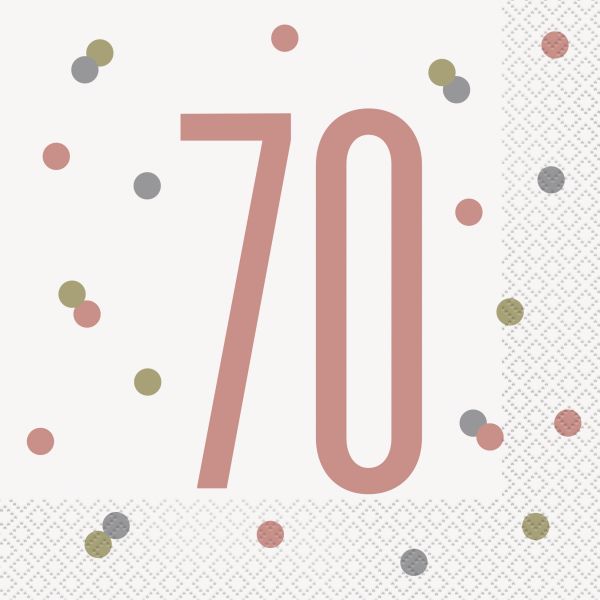 Birthday Glitz Rosegold Servietten 70