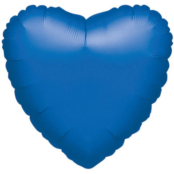 Herz Blau Metallic Folienballon 43 cm