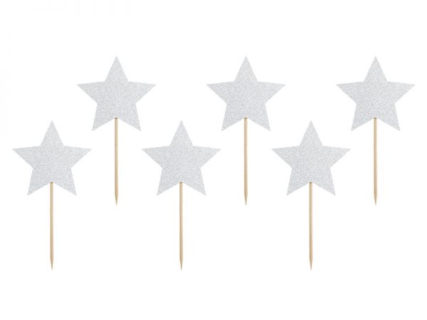 Cupcake Toppers Stars Silber