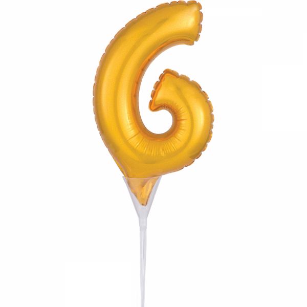 Cake Topper Gold Zahl 6 Air-Filled