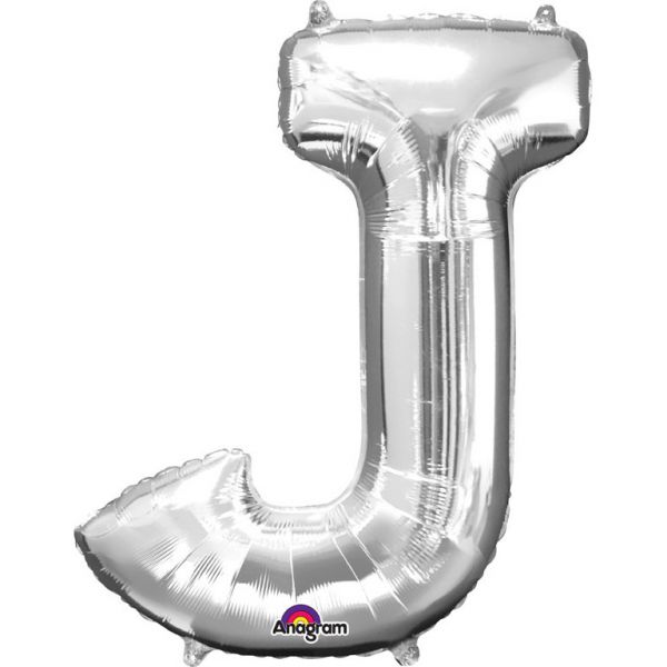 Buchstabe Silber - J Folienballon 58 X 83 cm