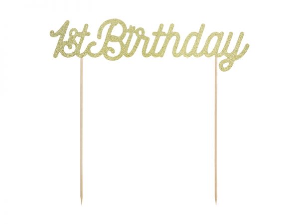 1St Birthday Cake Topper Gold 21 cm