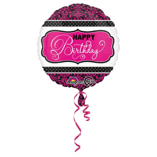 Happy B-Day Schwarz-Pink Folienballon 43 cm